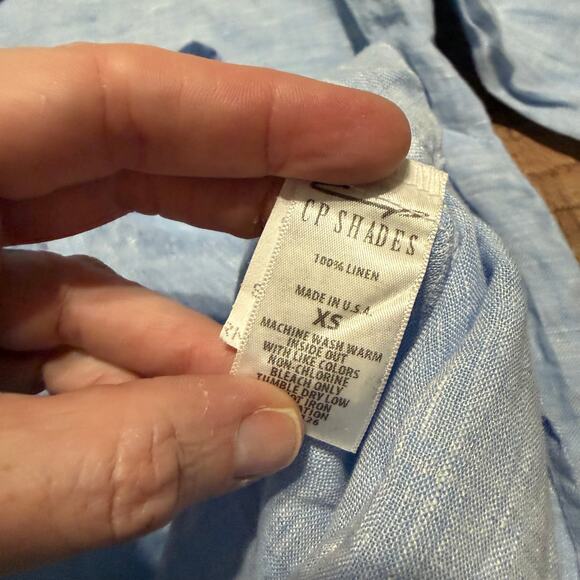 CP Shades Women's Blue Linen Tunic Blouse Top Sz XS Vacation Summer Quiet Luxury - Picture 6 of 6